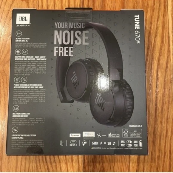 New in Box JBL Tune 670NC Bluetooth Wireless On-Ear Headphones- Black - Picture 11 of 12